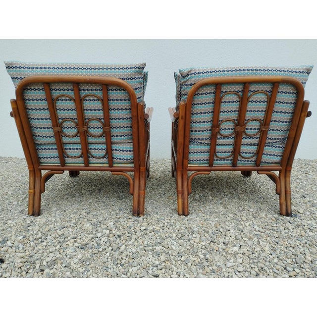 Vintage Rattan Armchairs with Quilted Seats, Set of 2 For Sale - Image 9 of 13