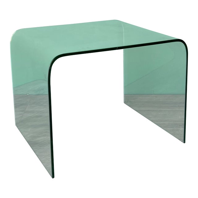 1970's Mid-Century Modern Bent Glass End Table For Sale