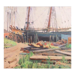 'When the Boats Were Made of Wood and the Men Were Made of Steel', American School, Circa 1920, Impressionist