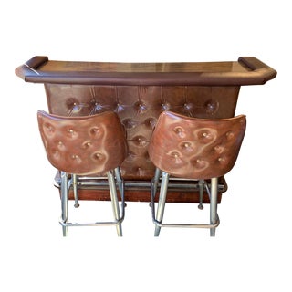 Mid-Century Modern Vinyl Tufted Bar Set For Sale