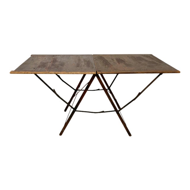 Antique Folding Oak Wood Hatherley Table with Easel Legs For Sale