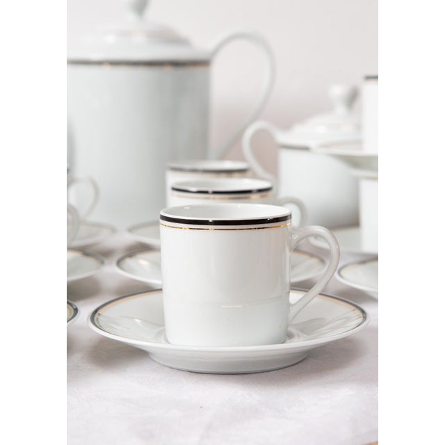 Navy Blue and Gold Porcelain Coffee Set, 1990s, Set of 26 For Sale - Image 4 of 8