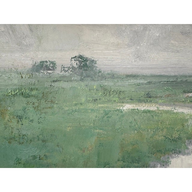 Green Moody Coastal Wetland & River Canvas - Original Gray & Sage Acrylic Art For Sale - Image 8 of 10