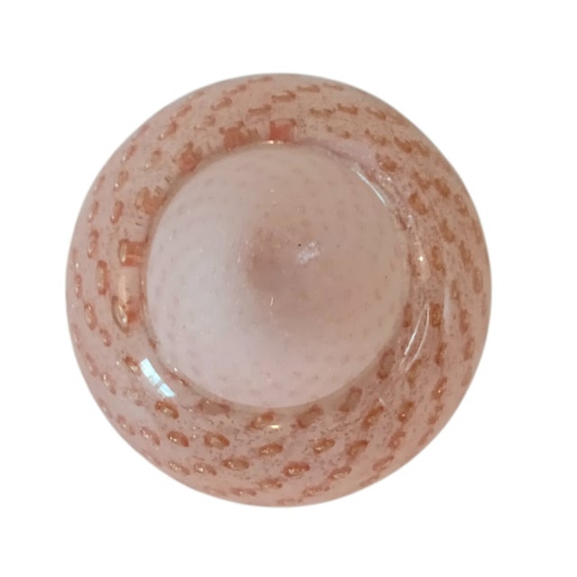 Early 21st Century Glass Paperweight Pink W/ Gold Flecks Contolled Bubbles Tealight Holder or Vase For Sale - Image 5 of 16