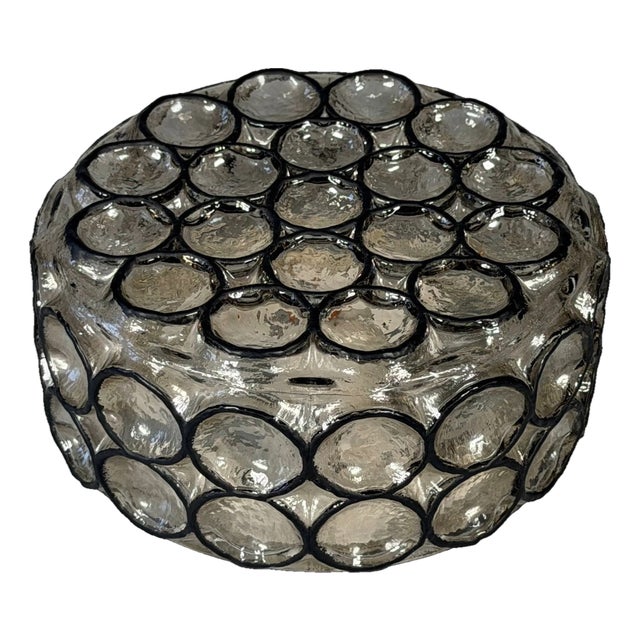 Vintage Ceiling Lamp in Glass and Metal from Glashütte Limburg, Germany, 1960s For Sale