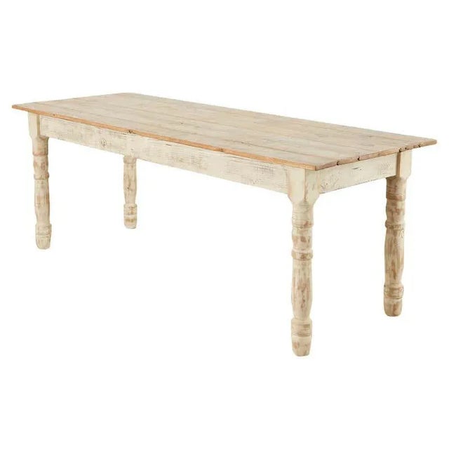 American Country White Painted Pine Farmhouse Dining Table For Sale - Image 13 of 13
