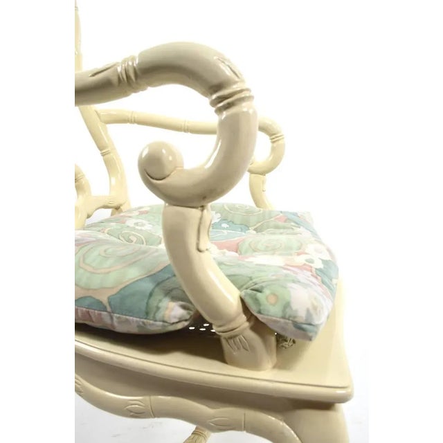 1970s Set of Six White Lacquer Queen Anne Dining Chairs For Sale - Image 5 of 11