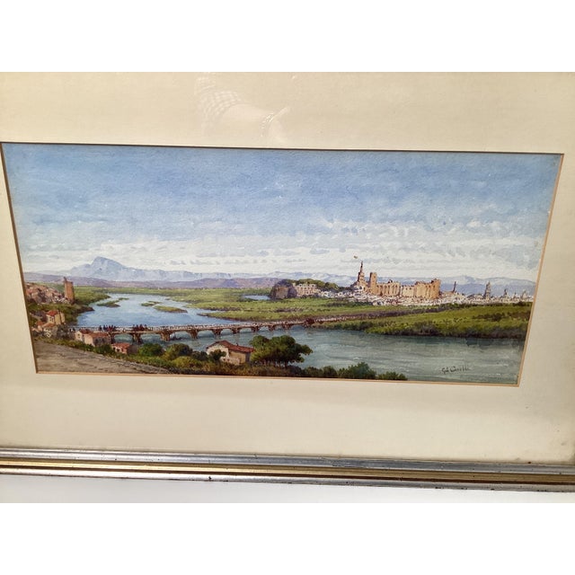 Traditional Early 20th C. Artist Signed Watercolors of Venice and Tuscany Village - A Pair For Sale - Image 3 of 12