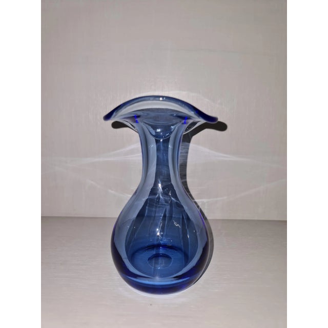 Glass Blue Vase, 1930s For Sale - Image 7 of 13