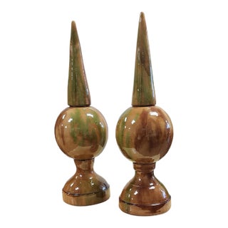 Late 20th Century Sancai Glazed Terracotta Obelisks- a Pair For Sale