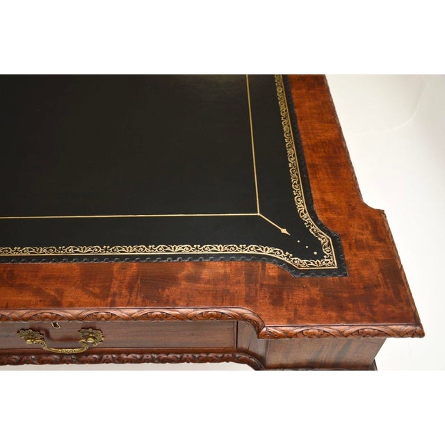 Black Antique Chippendale Revival Desk from Gillows, 1890s For Sale - Image 8 of 16