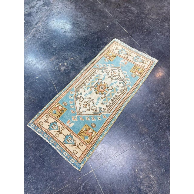 Early 21st Century Turkish Mini Rug Oriental Hand Knotted Vintage Rug 1'7" x 3'8" #17904 For Sale - Image 5 of 8