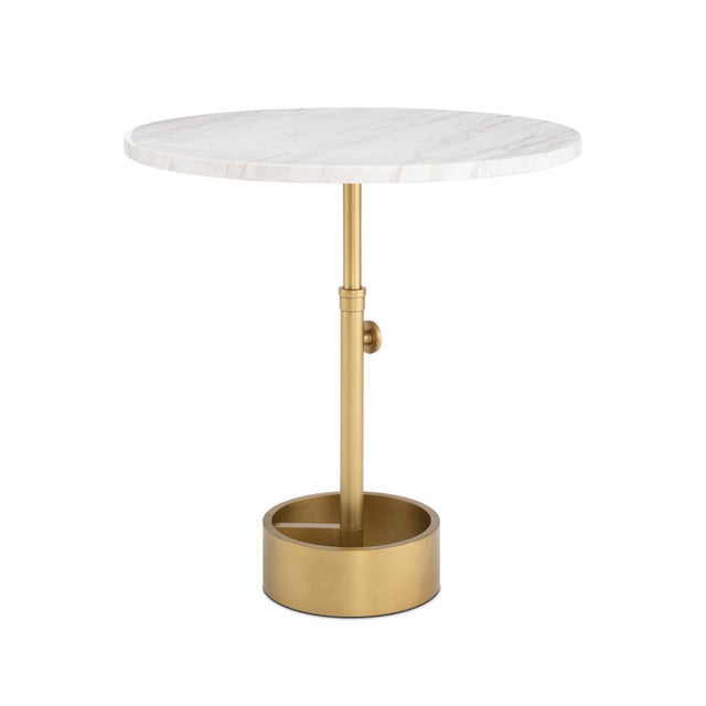 Myles Accent Table Large, Natural Brass with Marble Top For Sale In Detroit - Image 6 of 6