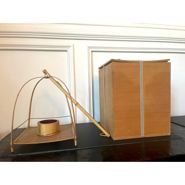 Kuki Unique Japanese Woven Bamboo Hanging Ikebana Basket Suzuki Gengensai For Sale - Image 4 of 18