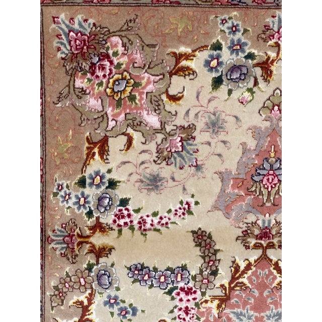 Persian Extremely Fine Vintage Persian Tabriz Wool and Silk Rug 3'4" X 5’2” For Sale - Image 3 of 9