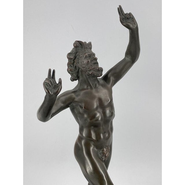 A sculpture * Fauno Danzante of Pompeii * Bronze / Bronzed * Signed "Faun Naples" * Marble base * Old / Antique *...