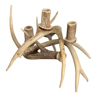 3 Antlers Rustic Western Candelabra Candle Holder For Sale