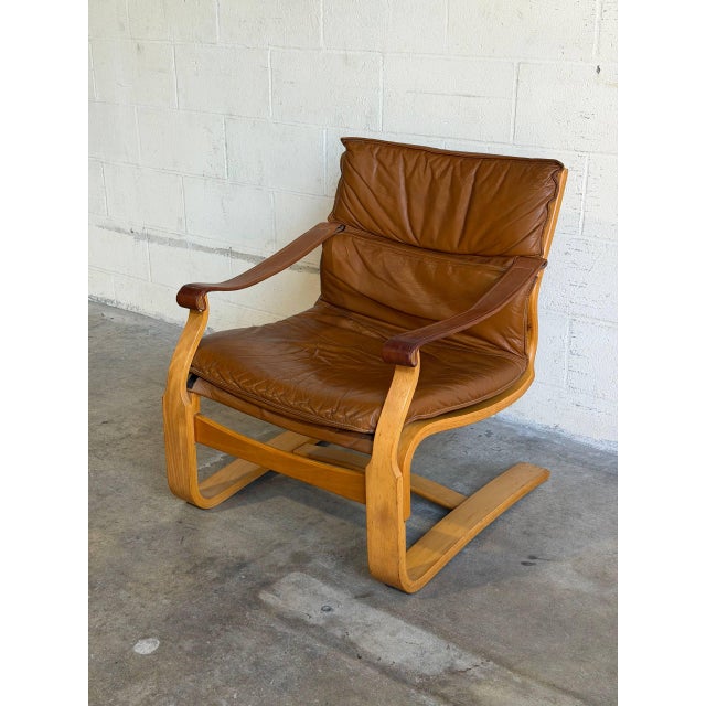 1970s In Style of Åke Fribytter Brown Leather Lounge Chair Swedish Mid-Century Modern 1970s For Sale - Image 5 of 12