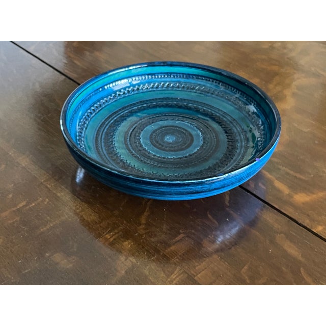 Ceramic Mid Century Aldo Londi Bitossi Rimini Blue Glazed Ceramic Centerpiece Bowl For Sale - Image 7 of 8