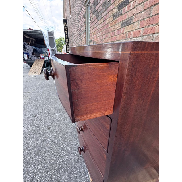 Wood 19th Century English Bow Front Chest of Drawers For Sale - Image 7 of 10