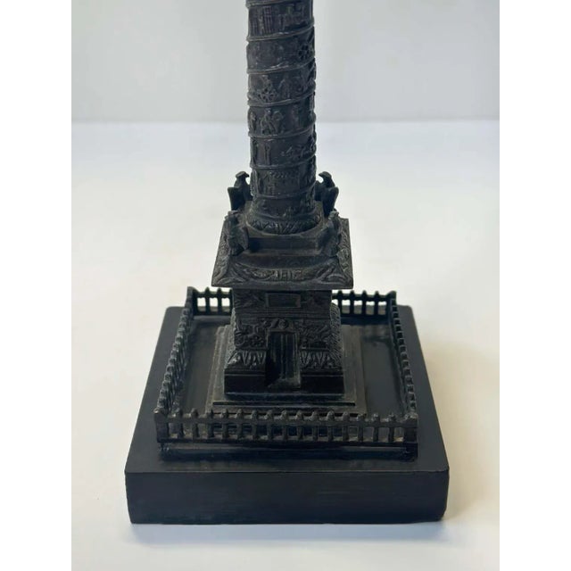 Small Bronze Statue of the Vendôme Column on Marble Base For Sale - Image 4 of 4