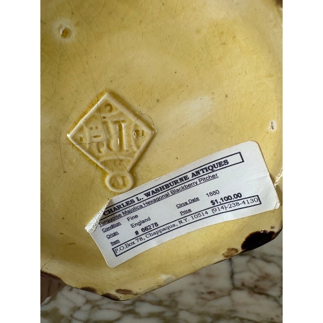 1880 English Majolica Hexagonal Pitcher For Sale - Image 11 of 12