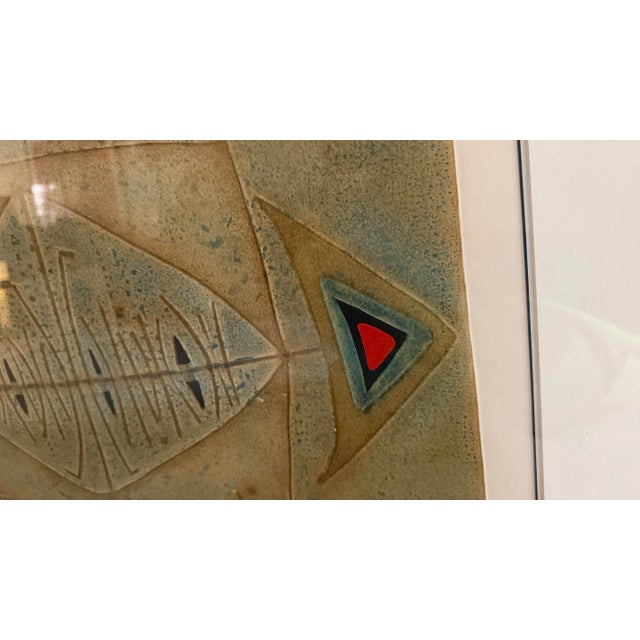 Tribal Diana Hansen Framed Hand-Painted Relief Print “ Emeryville” Signed Numbered, 1971 For Sale - Image 3 of 10
