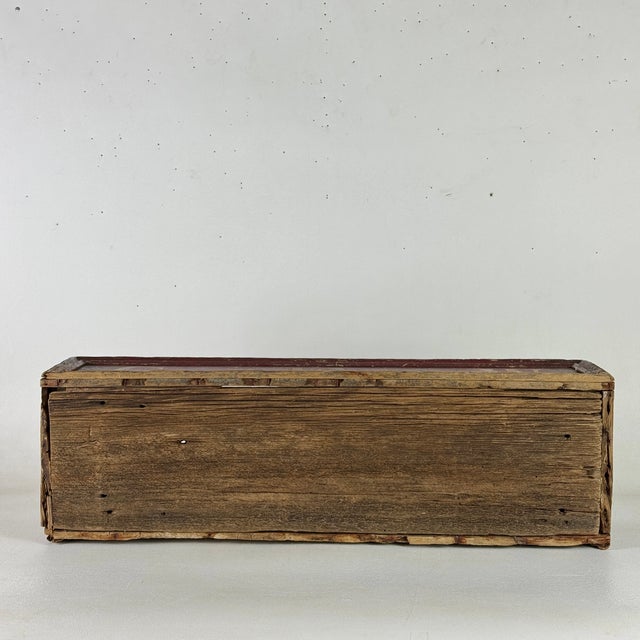 Primitive Folk Art Hand Constructed & Painted Wooden Trough/Box With Initials on It For Sale - Image 9 of 11
