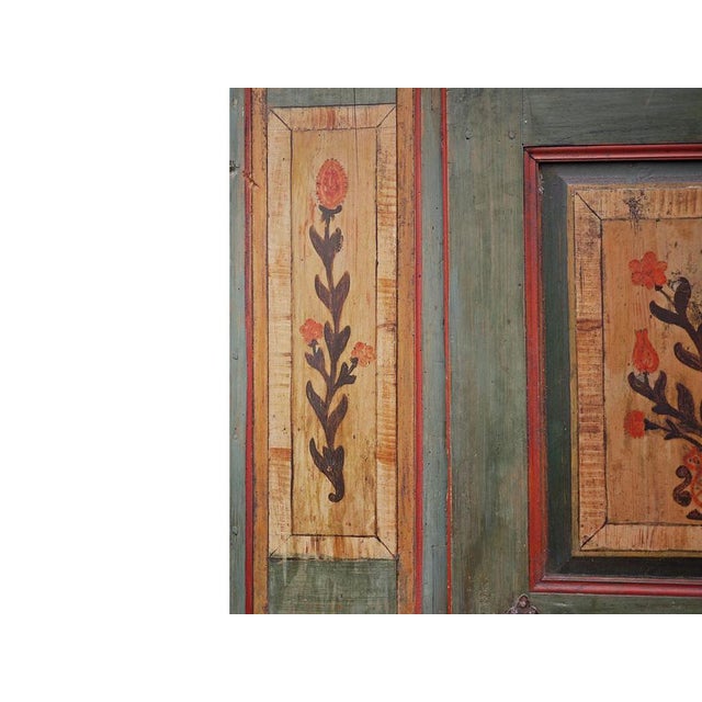 Alpine Blue Floral Painted Cupboard For Sale - Image 10 of 18