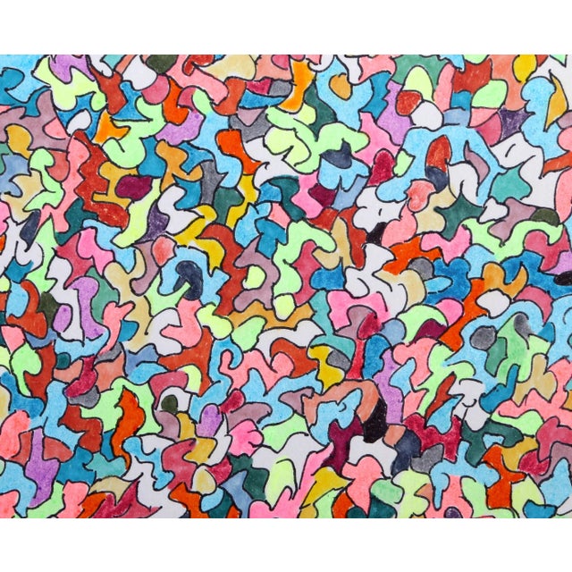 Abstract Populated 2, Francis Schanz Ink and Marker on Paper, Signed in Pencil For Sale - Image 3 of 4