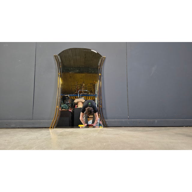 Metal Vintage Belgian Brass Mirror, 1970s For Sale - Image 7 of 12