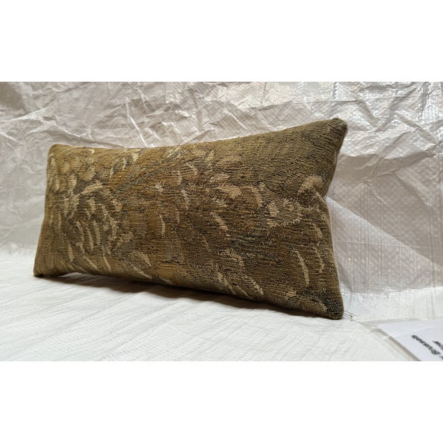 Baroque Antique 17th Century Brussels Verdure Tapestry Fragment Pillow For Sale - Image 3 of 5