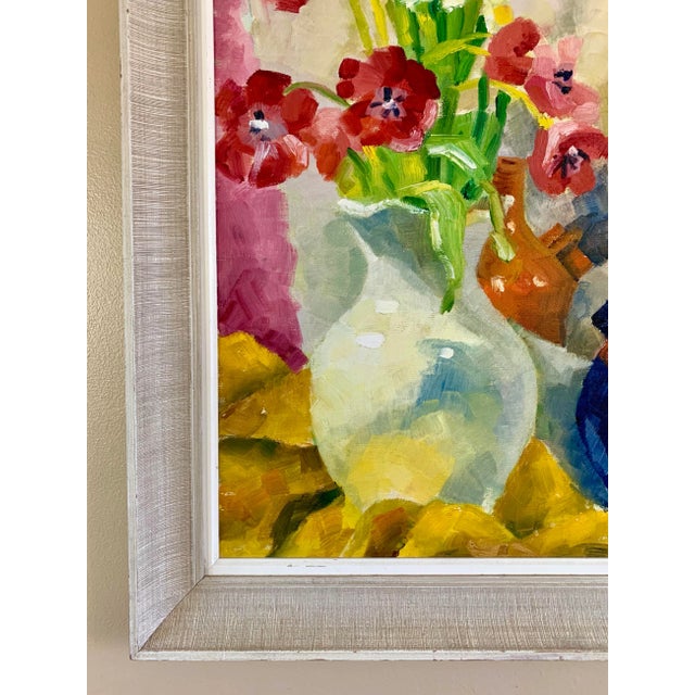 Still Life With "Flowers" Oil Painting by Lee, 1960s For Sale - Image 4 of 12