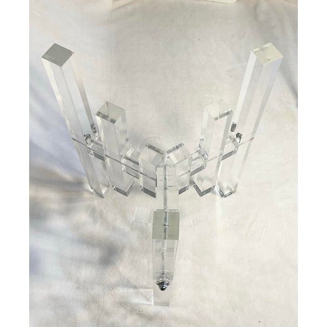 1970s 1970s Lucite & Glass Skyscraper Round Side Accent Table For Sale - Image 5 of 12