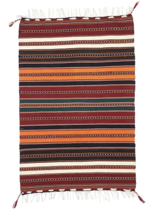 Vintage Persian Shiraz Striped Kilim Rug - 02'03 X 03'04