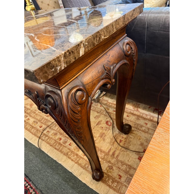 Wood Hekman Furniture Company Console Table With Marble Top For Sale - Image 7 of 12