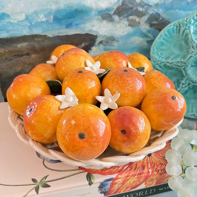 Ceramic Mid 20th Century Casa Pupo Spanish Ceramic Basket of Oranges For Sale - Image 7 of 12