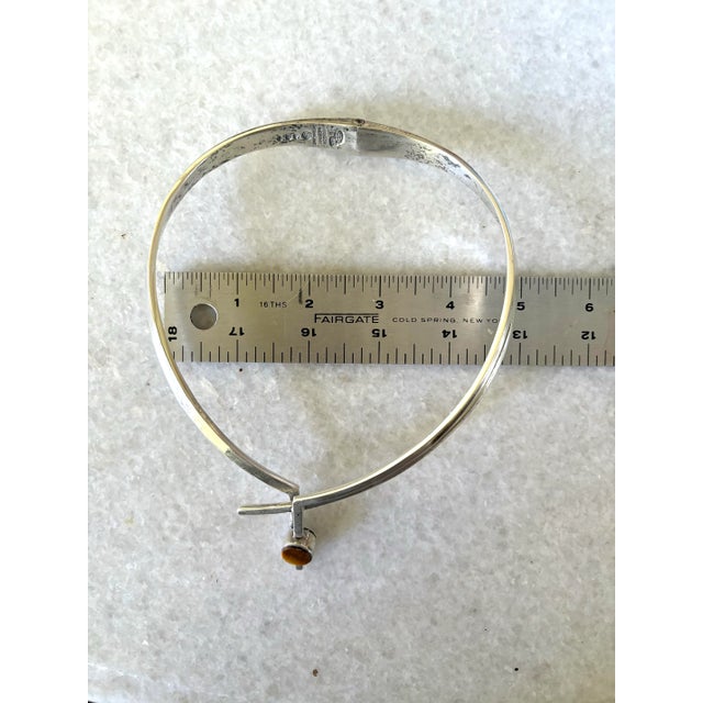 Vintage Mid-Century Antonio Pineda Sigi Taxco Sterling Silver, Tiger's Eye, and Onyx Sculputural Necklace With Artist Markings For Sale In New York - Image 6 of 8