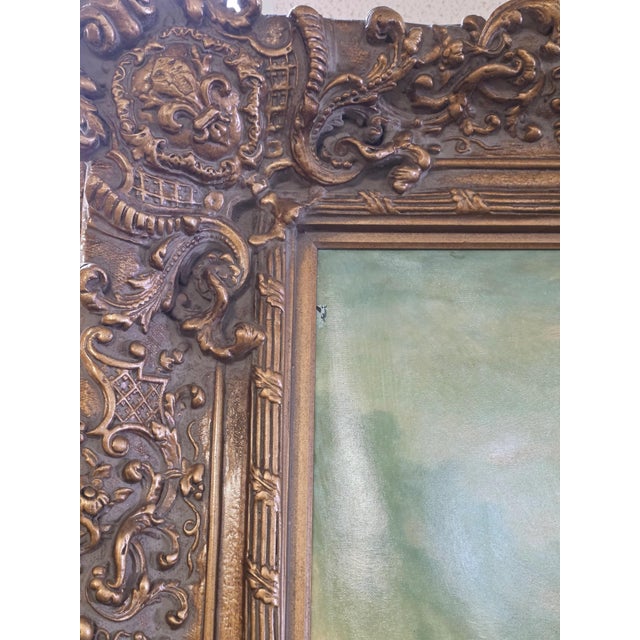 Late 19th Century Ornate Framed Peacock Oil Painting on Canvas, Signed 49" W × 62" H For Sale In Los Angeles - Image 6 of 7