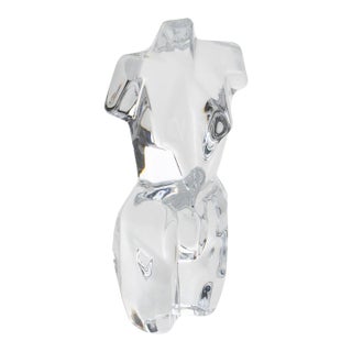 Pedro Ramirez Vasquez for Daum Crystal Athena Cubist Torso Female Sculpture For Sale