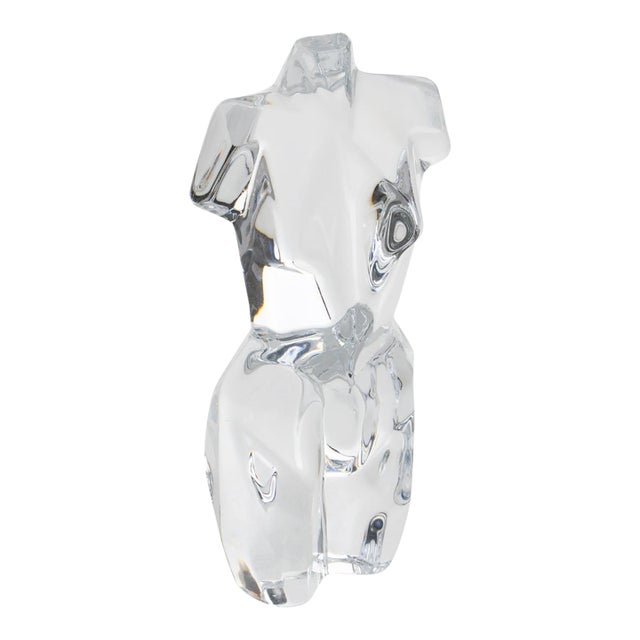 Pedro Ramirez Vasquez for Daum Crystal Athena Cubist Torso Female Sculpture For Sale