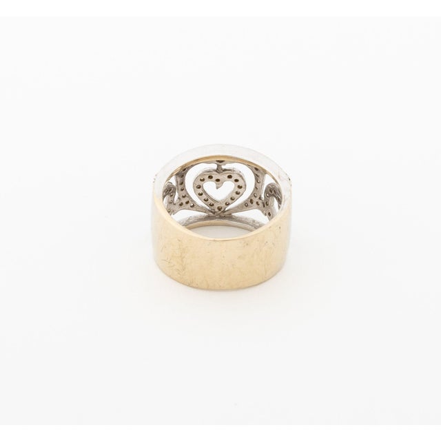 Metal Heart Motif Openwork Pave Diamond and 18k White Gold Ring For Sale - Image 7 of 8