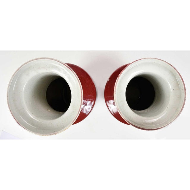 Chinese Mid 20th Century Pair of Large Chinese Sang De Boeuf Vases For Sale - Image 3 of 7
