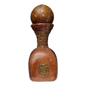 1970s Vintage Leather Wrapped Bottle Italian Decanter, Made in Italy