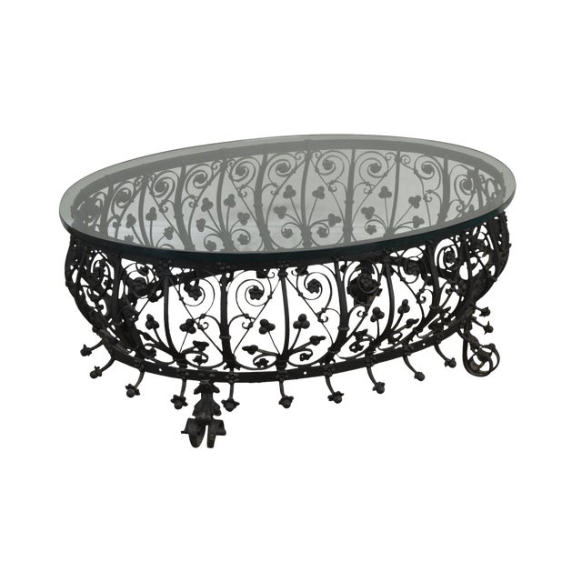 Oval Wrought Iron Coffee Table / Gilt Wrought Iron Coffee Table with Oval Glass Top For ... - Cj coyote_sc inviting home inc.