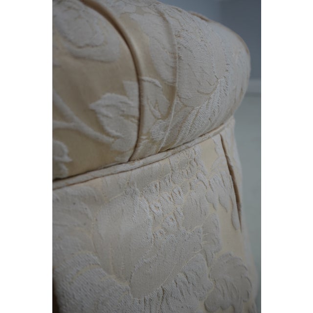 White Round Tufted Ottoman W. Pleated Skirt For Sale - Image 8 of 11