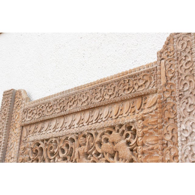 Taupe Mandalay Screen Antique Double Sided Pierced Carving Panel For Sale - Image 8 of 14
