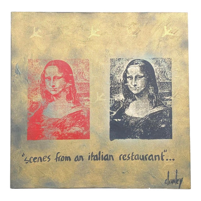 1980's Signed Pop Art Mona Lisa Etc. Original Painting on Canvas For Sale