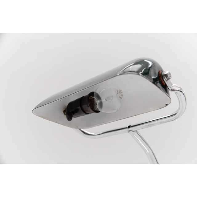 Bauhaus Chrome and Green Enamel Banker Lamp by Jacobus, 1930s For Sale - Image 18 of 18