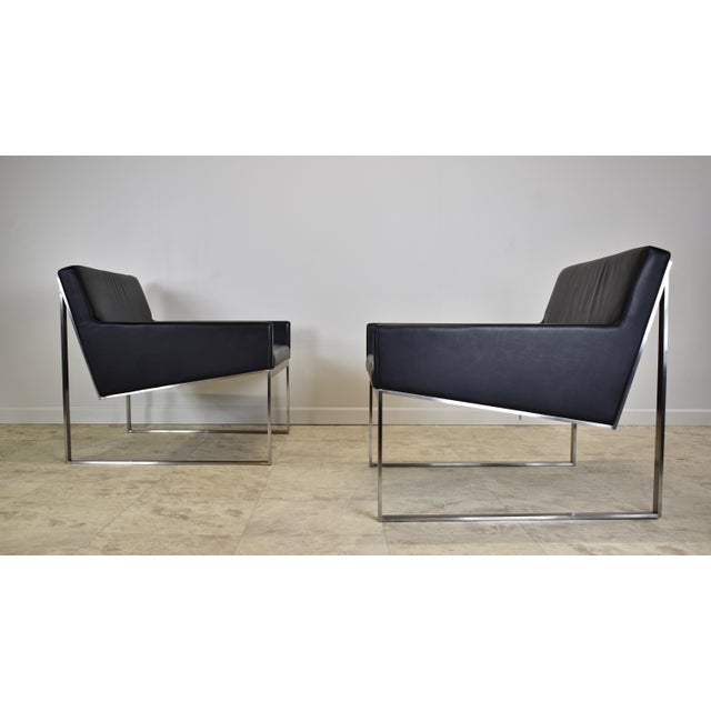 2010s Contemporary Fabien Baron for Bernhardt Design B3 Leather Lounge Chairs – A Pair For Sale - Image 5 of 13